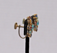 Colorful Vintage Rhinestone Earrings Twist Back Clip On Old Money Quiet Luxury