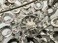 Vtg Monet Silver Tone Flower Brooch Pin Signed 2.25” Diameter