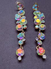 Vintage AB Rhinestone Long Dangle Earrings