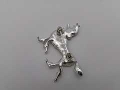 Vintage Poodle Dog Brooch Pin Mid Century Modern Rhinestones SIlvertone Unsigned