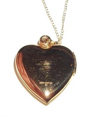 Vtg Gold Filled Grandma & Flowers Heart Locket Pendant Necklace & 18″ Chain
