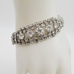 La Rel Rhinestone Clear Sparkling Wide Multi Stone Fancy Dress Vintage Bracelet