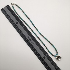 925 Sterling Silver Natural Turquoise & Black Onyx Flower Necklace 20” #42