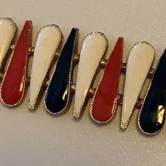 Vintage Signed Italian VIRO 1960s Gold Tone Red White Blue Enamel Bracelet 7.75