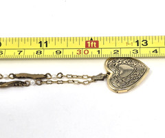 Gold Tone Etched Heart Locket Pendant Chain Necklace 24″ Discovery Of California