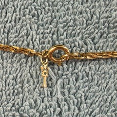 Vintage Crown Trifari Necklace Modernist Pendant Gold Tone, 23 Inches, Signed