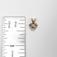 14K Yellow Gold Small Dainty Reflective Heart with Natural Center Diamond
