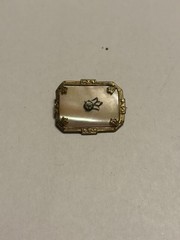 Vintage Art Deco White Mother of Pearl Inset Paste Stone Goldtone Brooch