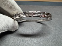 SW 925 Sterling Silver Flush CZ Cubic Zirconia Hinged Bangle Bracelet 7″ Inches