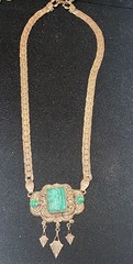 Vintage Art Deco Czech Peking Glass Necklace Chocker Brass Boho Chic