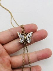 Vintage 1979 Avon Butterfly 17” Silver & Gold Tone Lariat Dangle Style Necklace
