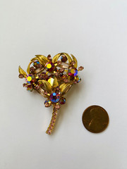 Vintage Juliana D&E Brooch Reference Book Piece 1964 60s MCM Pink Floral Spray