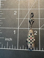 Antique 935 Silver Art Deco Paste Pendant – 1920s German Stones Multicolor