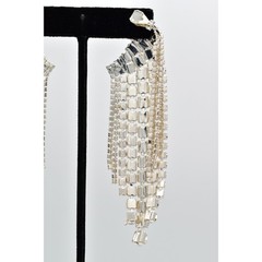 Vintage Crystal Climber Waterfall Earrings Drip Tassel Dangle Chandelier Y2K 9C
