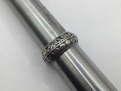 Retired Brighton Silver Plate Open Work Stamped Thick Band Ring Sz 8 Fits Sz 7.5