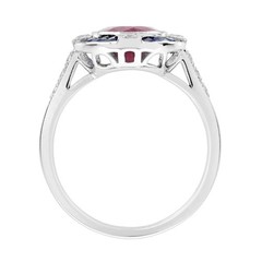 3Ct Art Deco Style Lab Created Ruby & Sapphire Engagement 14k White Gold FN Ring