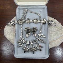 Juliana Vtg Rhinestone 3 piece set necklace bracelet earrings aurora borealis