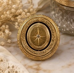 Vintage 1970s Avon Spinner Brooch Gold Tone Rotating Starburst Rhinestone Signed