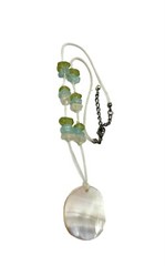 Dragonfly Pendant Abalone MOP Shell Choker Necklace Sea Glass White Green Blue
