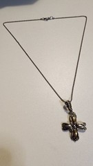 Vintage Premier Designs Necklace Flower Pendant Cross Gold Silver Toned Signed