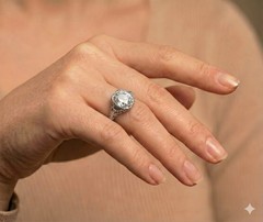 18k white gold Vintage filigree Engagement ring 2.64ct. Natural Cushion Diamond