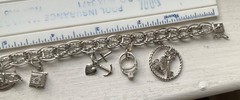 Vintage DYNASTY USA SILVER CHARM BRACELET 7 1/4” Wearable Wedding Engagement