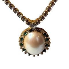 Monet Costume Pearl Emerald Necklace Baroque Glamorous Princess Elegant Dressy