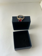 Vintage Red Cubic Zirconia Ring Gold Plated Womens Size 8.5