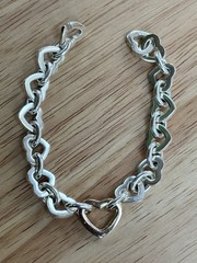 Vintage 925 Sterling Silver Heart Link Bracelet 7.5” Open Heart Chain