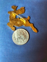 Vintage Fish Fine Enamels Reindeer Brooch White Enamel Gold Tone Christmas Pin
