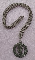 Large Vintage 2.125 Inch Aged Metal Roman Head Medallion Pendant Necklace – NICE