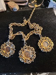 Vintage Lisnef Gold Tone Coin Necklace 10 Inches Long Jewelry Mercury Dime Wheat