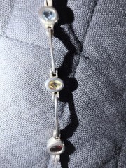 VINTAGE 925 FAS SILVER BAR BRACELET 5 BEZEL SET MULTICOLOR GEMSTONES 7in