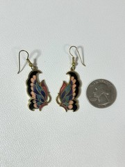 Vintage Cloisonné Enamel Butterfly Dangle Earrings