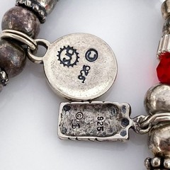 Christmas Holiday Red Green Charm Bracelet | Vintage Sterling Silver 925 | 6.75″