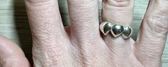 Vintage Handmade Sterling Silver Triple Heart Band Ring, Size 5.75, 3.2g
