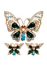 Vintage Signed ART Butterfly Brooch & Clip Earrings SEE DESCRIPTION Free Ship!