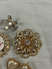 VTG Jewelry Lot Coro Monet 1928 Signed Brooches Earrings Rhinestone Gold Estate