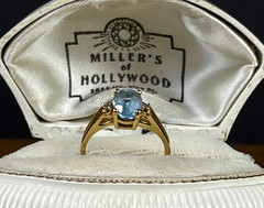 14k Natural Sky Blue Topaz Feather Mineral Inclusions 1960’s 14K Gold Ring 2.51g