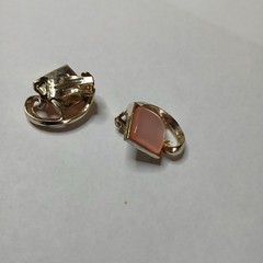 CHAREL Earrings Art Deco Clip Ons Mid Century Pink Moonglow Gold Tone Signed