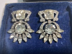 Vtg Eisenberg Original Lot Rhinestone Fur Clip Bundle w/Box Exc.