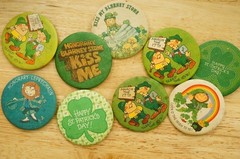 Vintage Lot Pinback Buttons St Patricks Day Hallmark Holiday Irish Leprechauns