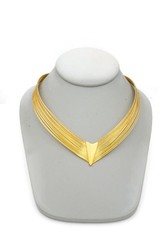 Vintage Necklace Gold Tone V Shape 15.5″