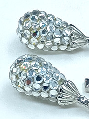 Vintage Rhinestone Bow Earrings Dangle Stud Mirror Disco Ball Glam Party 1″