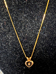 Vintage 14k Solid Yellow Gold Diamond HEART Shaped Pendant/Necklace 1.8 Grams