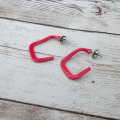 Vintage Earrings for Pierced Ears Unusual Shape Red