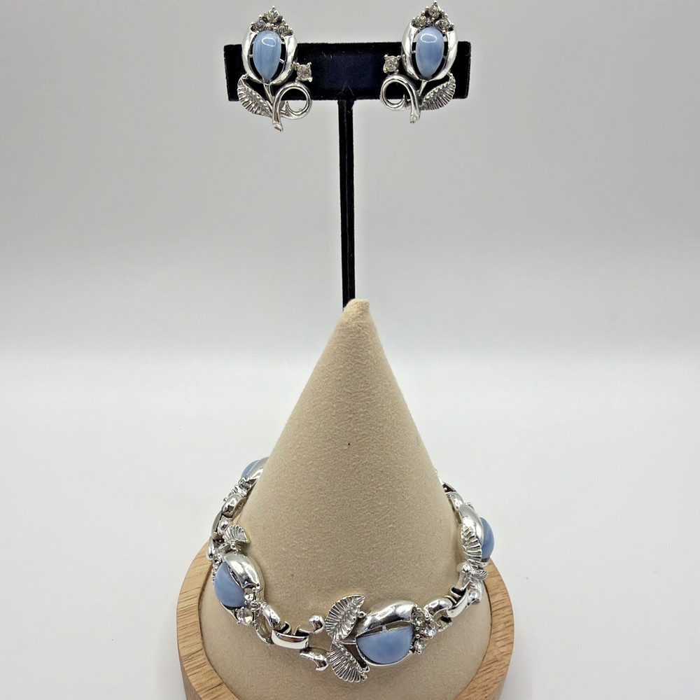 Vintage Coro Silver Toned Bracelet Earrings Set