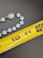 VINTAGE OPALITE OR OPALINE OPALESCENT GLASS BEAD NECKLACE HAND KNOTTED 23″