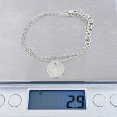 Vintage Sterling Silver 925 Disc Pendant Necklace 17.75″-19.25″