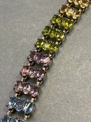 STERLING SILVER BRACELET 7″ AMETHYST CITRINE PERIDOT BLUE TOPAZ GENUINE STONES